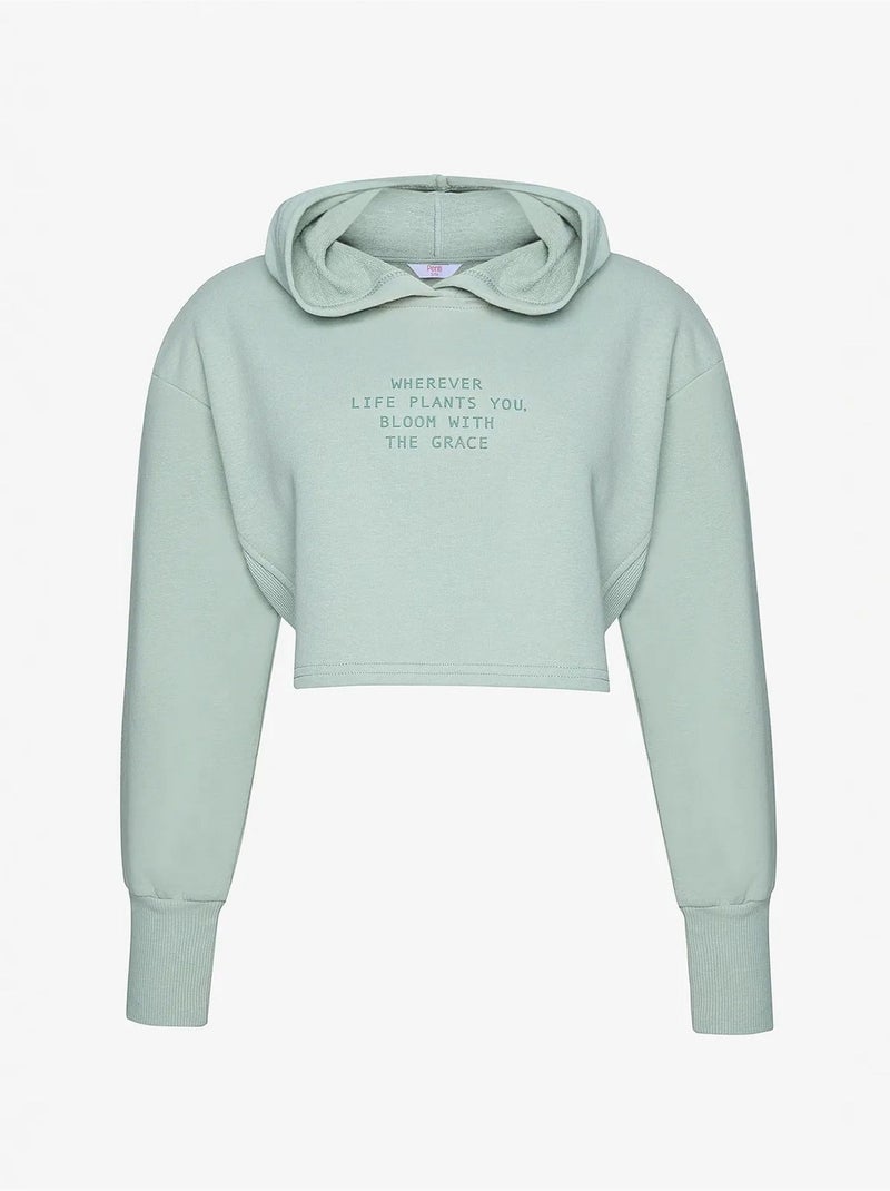 Sudadera clara con capucha y detalles acanalados penti Verde menta - Kiabi