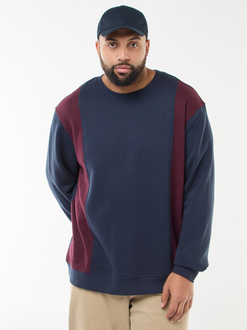 Sudadera color block de felpa Azul - Kiabi