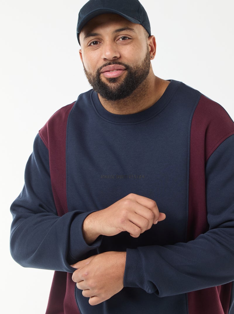 Sudadera color block de felpa Azul - Kiabi