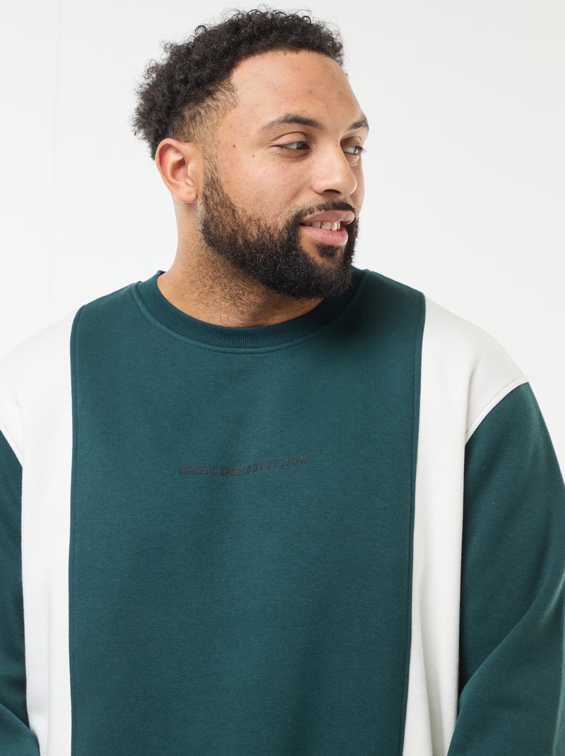 Sudadera color block de felpa Verde - Kiabi