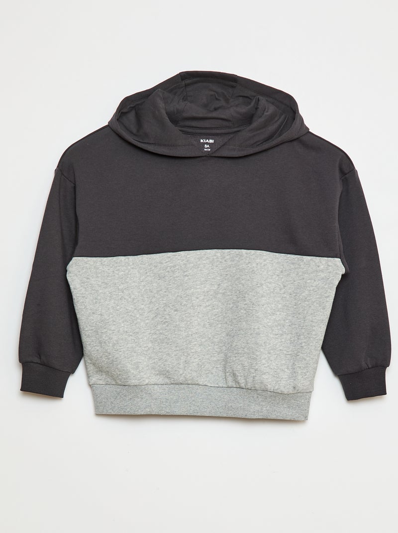 Sudadera colorblock con capucha Gris - Kiabi