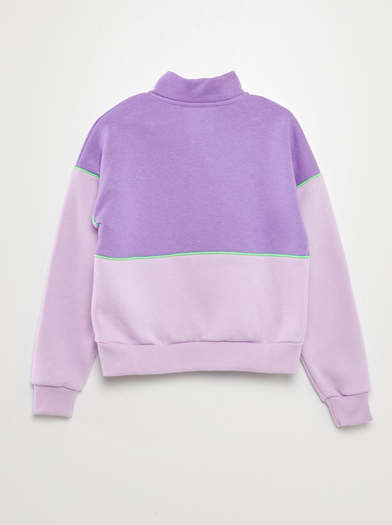 Sudadera colorblock con cremallera en el cuello PURPURA - Kiabi