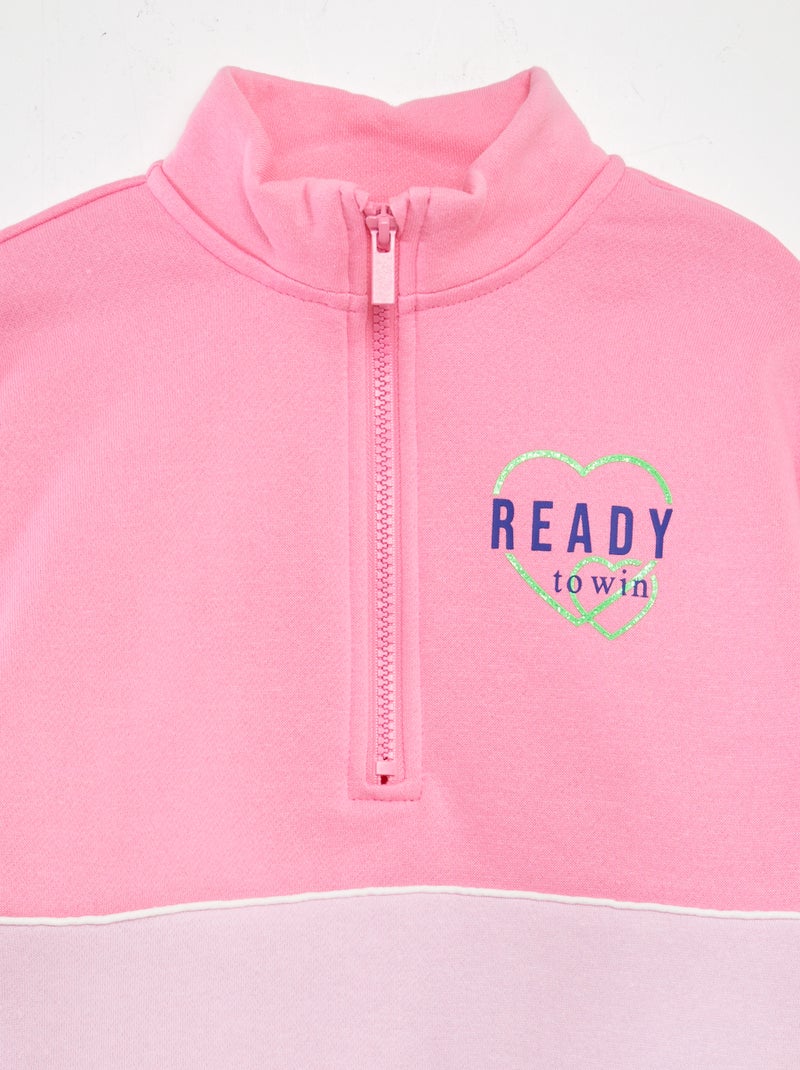 Sudadera colorblock con cremallera en el cuello ROSA - Kiabi