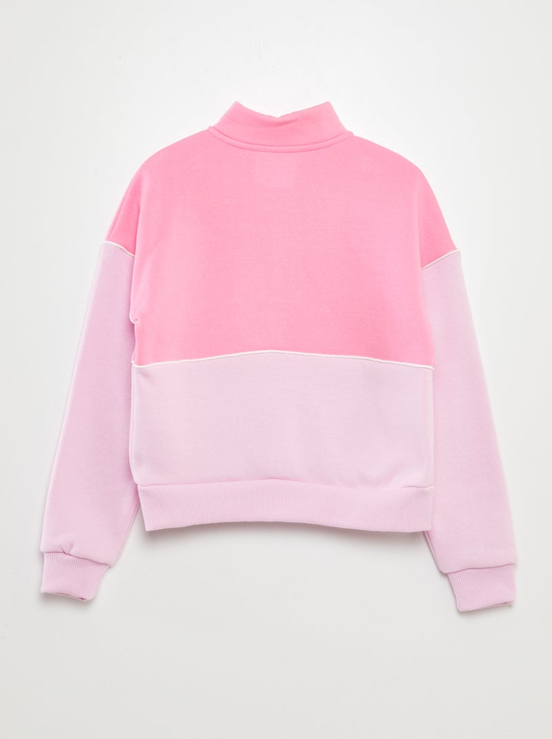 Sudadera colorblock con cremallera en el cuello ROSA - Kiabi