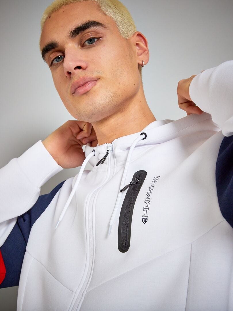 Sudadera colorblock de neopreno BLANCO - Kiabi