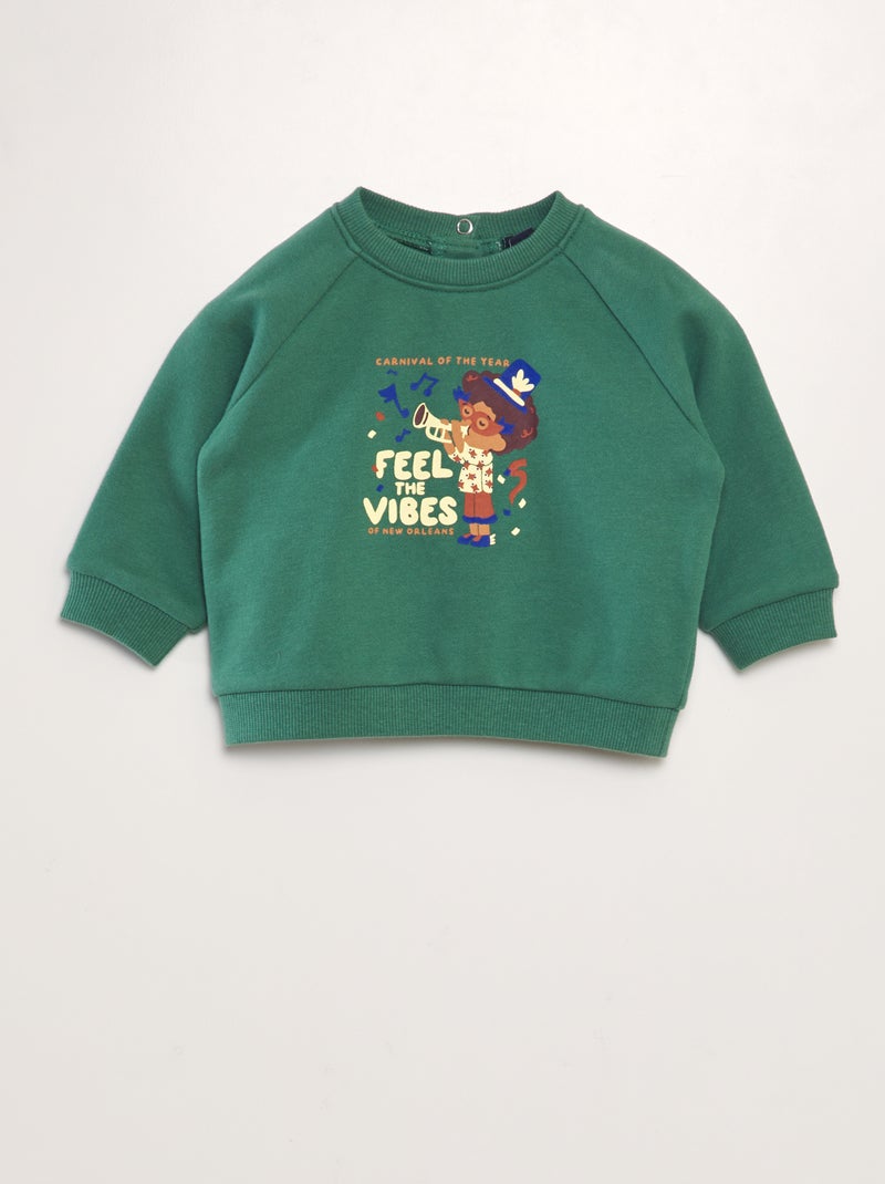Sudadera colorida de algodón VERDE - Kiabi