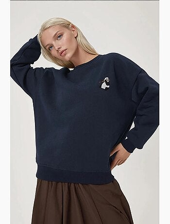 Sudadera cómoda de cuello redondo bordada con estampado animal hiccup