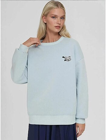 Sudadera cómoda de cuello redondo bordada con estampado animal hiccup
