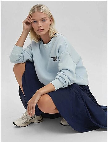Sudadera cómoda de cuello redondo bordada con estampado animal hiccup