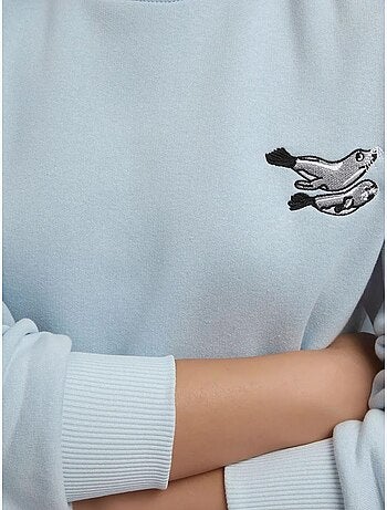 Sudadera cómoda de cuello redondo bordada con estampado animal hiccup