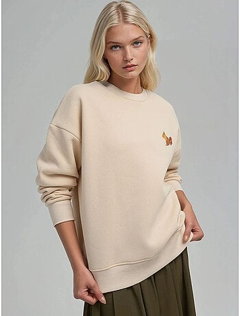 Sudadera cómoda de cuello redondo bordada con estampado animal hiccup