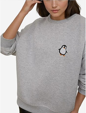 Sudadera cómoda de cuello redondo bordada con estampado animal hiccup