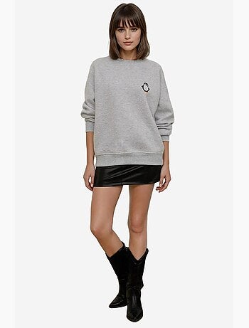 Sudadera cómoda de cuello redondo bordada con estampado animal hiccup