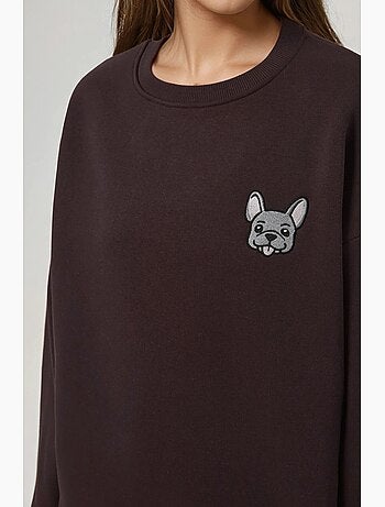 Sudadera cómoda de cuello redondo bordada con estampado animal hiccup