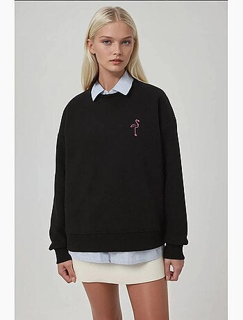 Sudadera cómoda de cuello redondo bordada con estampado animal hiccup