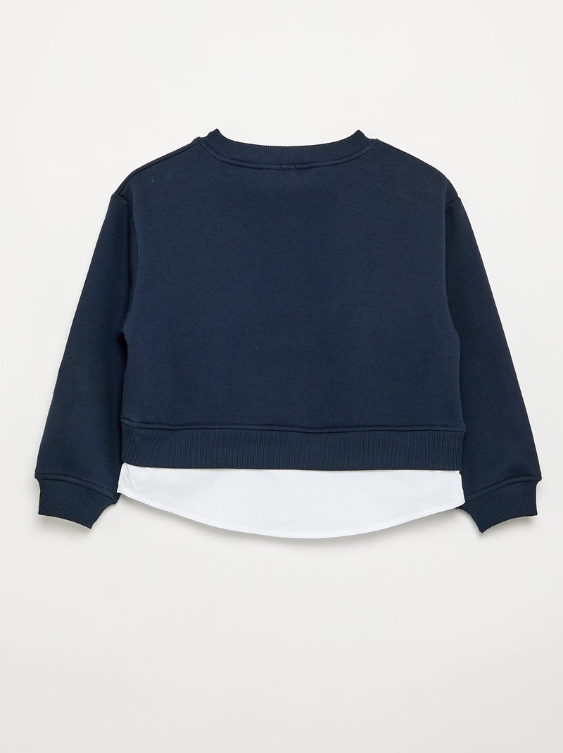 Sudadera con bajo de camisa integrado y bordado en el pecho Azul - Kiabi