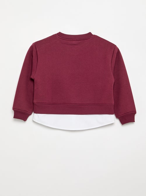 Sudadera con bajo de camisa integrado y bordado en el pecho - Kiabi