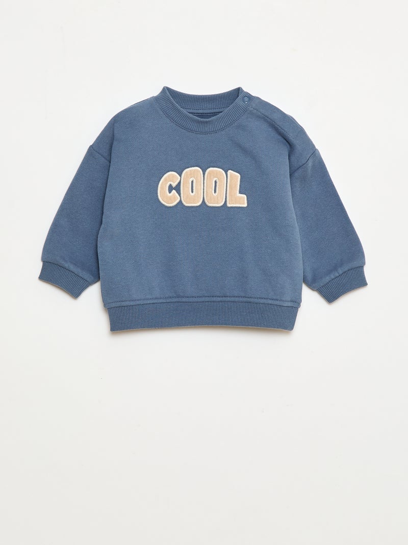 Sudadera con bordado 'cool' en felpa perchada Azul - Kiabi