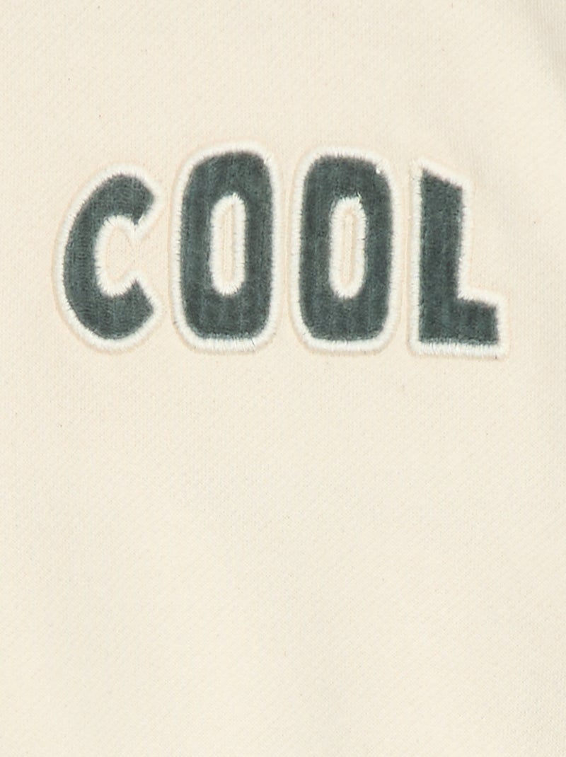 Sudadera con bordado 'cool' en felpa perchada Beige - Kiabi