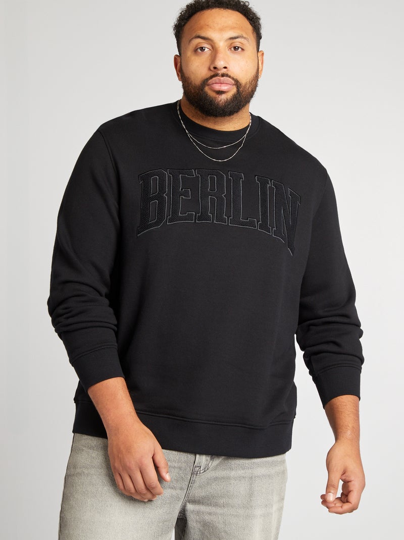 Sudadera con bordado en el pecho NEGRO - Kiabi