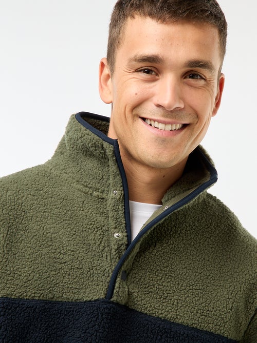 Sudadera con botones a presión efecto borreguito - Kiabi