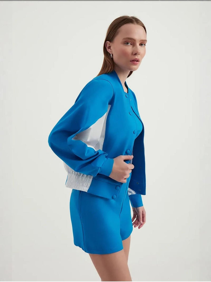 Sudadera con botones y cuello alto con bloques de color Azul - Kiabi