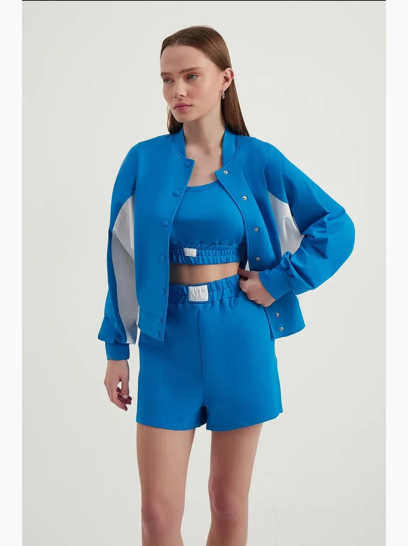 Sudadera con botones y cuello alto con bloques de color hiccup Azul - Kiabi