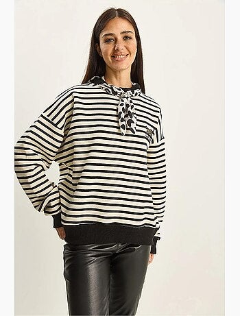 Sudadera con capucha a rayas y cordón lucci