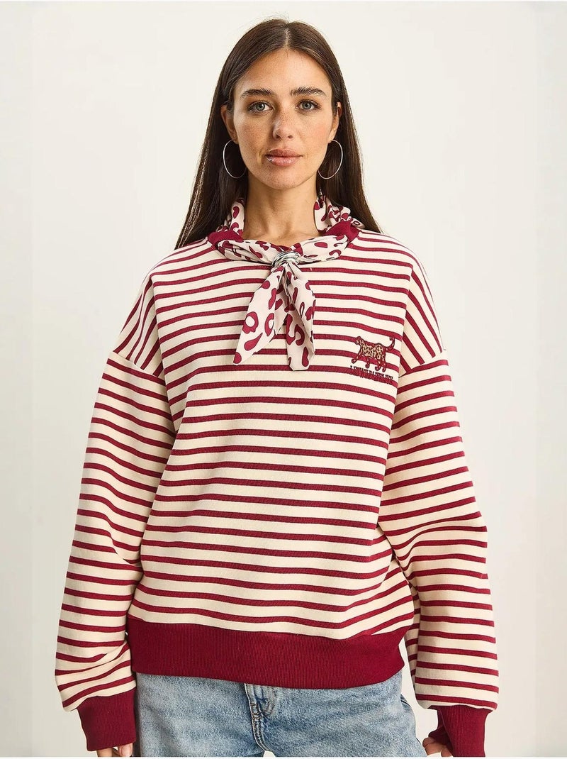 Sudadera con capucha a rayas y cordón lucci Rojo cachemira - Kiabi