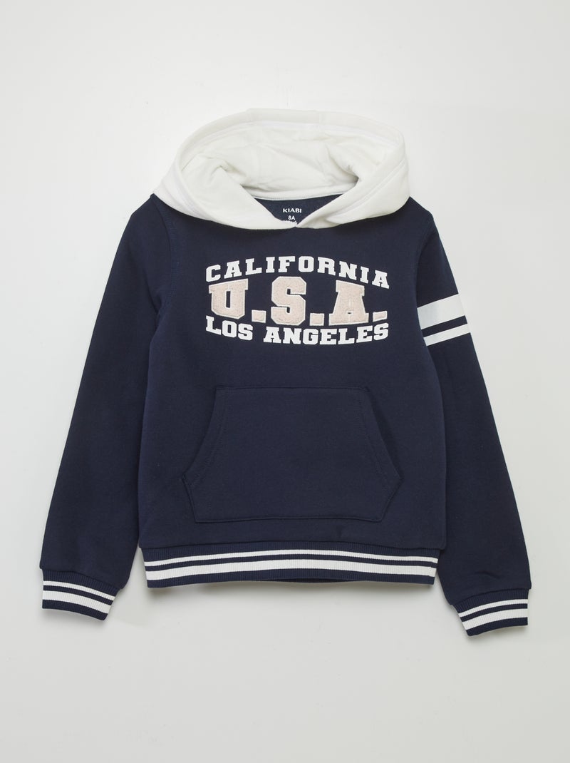 Sudadera con capucha bicolor estilo americano NEGRO - Kiabi