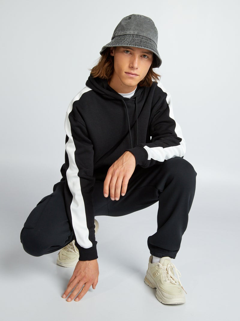 Sudadera con capucha bicolor Negro - Kiabi