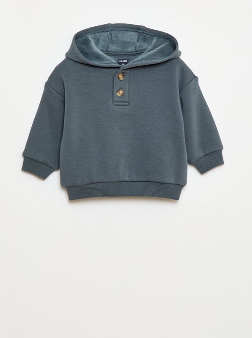 Sudadera con capucha, botones y forro cálido - Kiabi