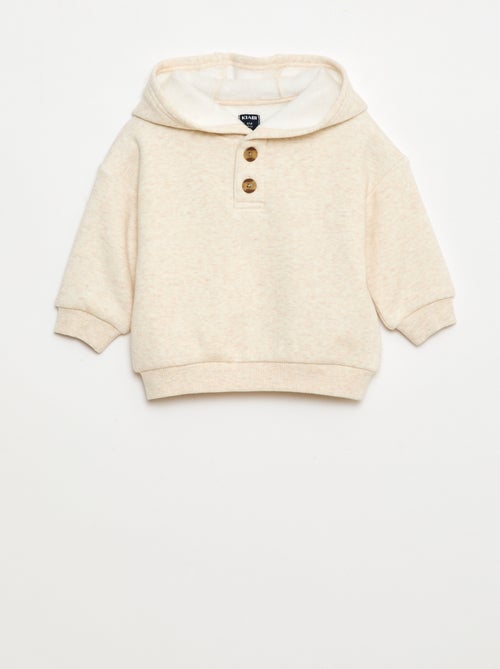 Sudadera con capucha, botones y forro cálido - Kiabi