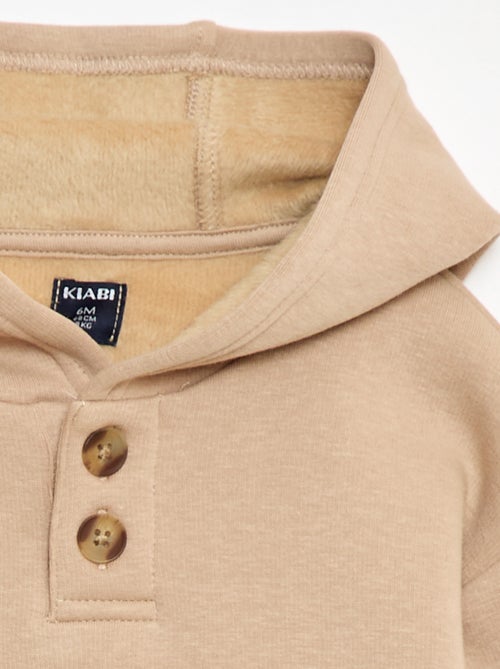 Sudadera con capucha, botones y forro cálido - Kiabi