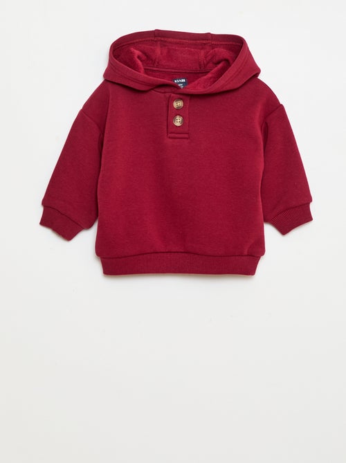 Sudadera con capucha, botones y forro cálido - Kiabi