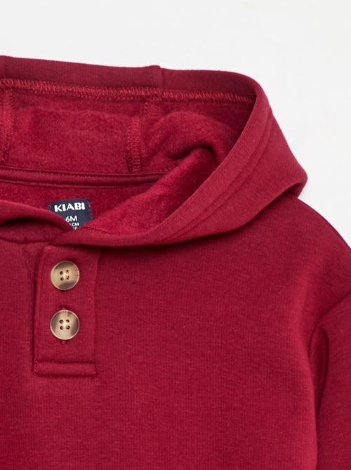 Sudadera con capucha, botones y forro cálido - Kiabi