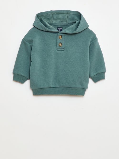 Sudadera con capucha, botones y forro cálido - Kiabi
