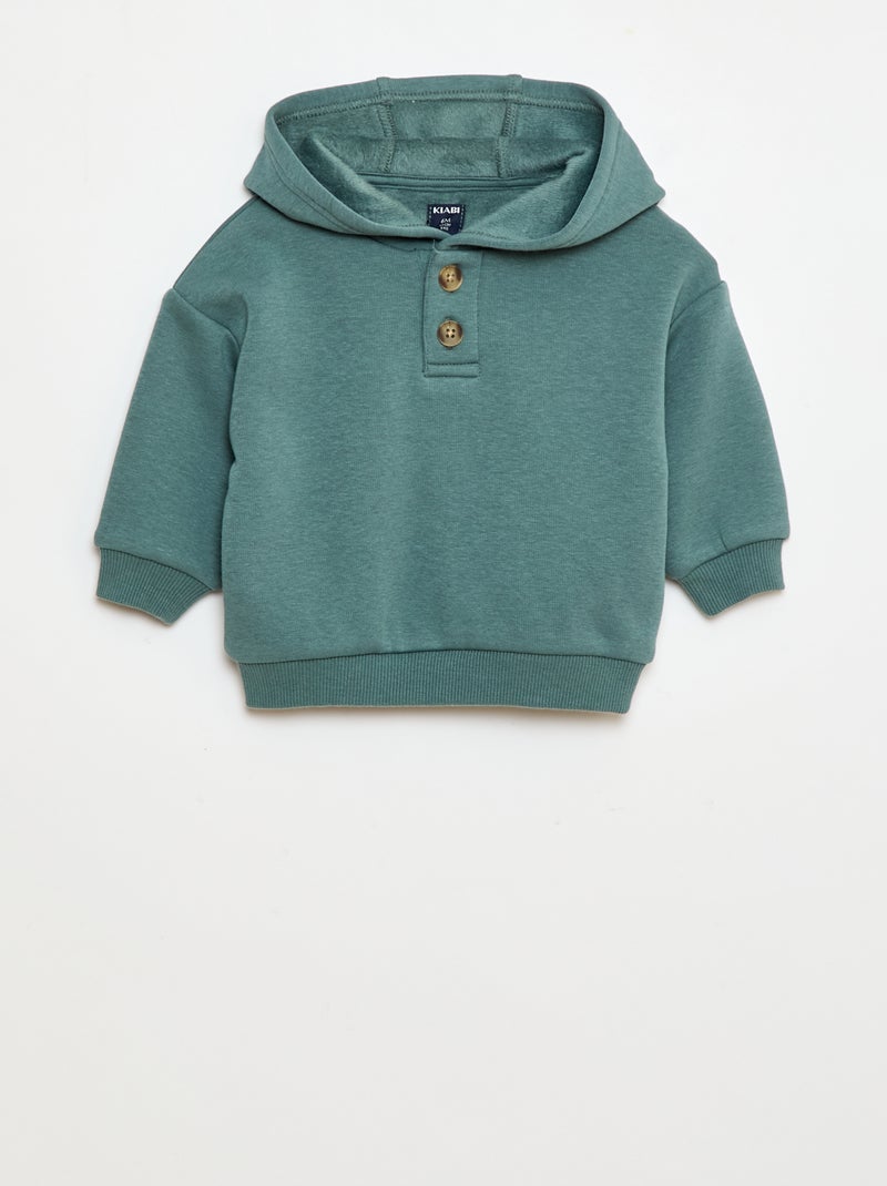Sudadera con capucha, botones y forro cálido Verde - Kiabi