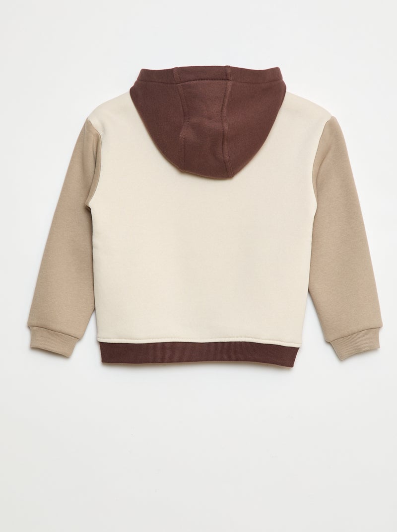 Sudadera con capucha color block Beige - Kiabi