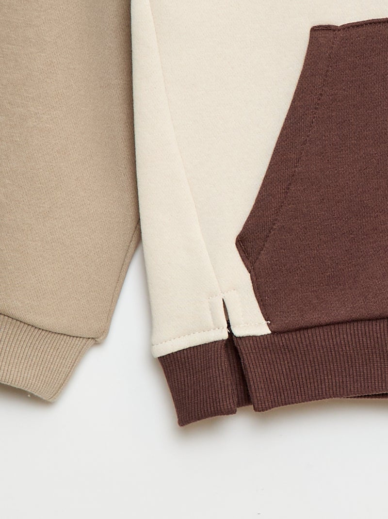 Sudadera con capucha color block Beige - Kiabi