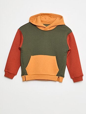 Sudadera con capucha color block