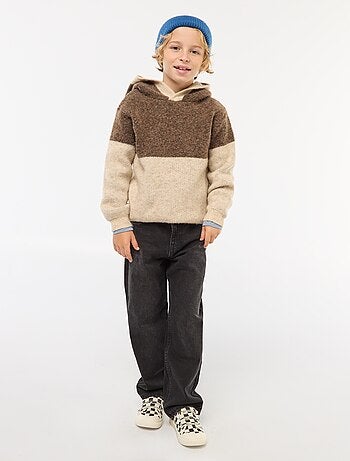 Sudadera con capucha color block