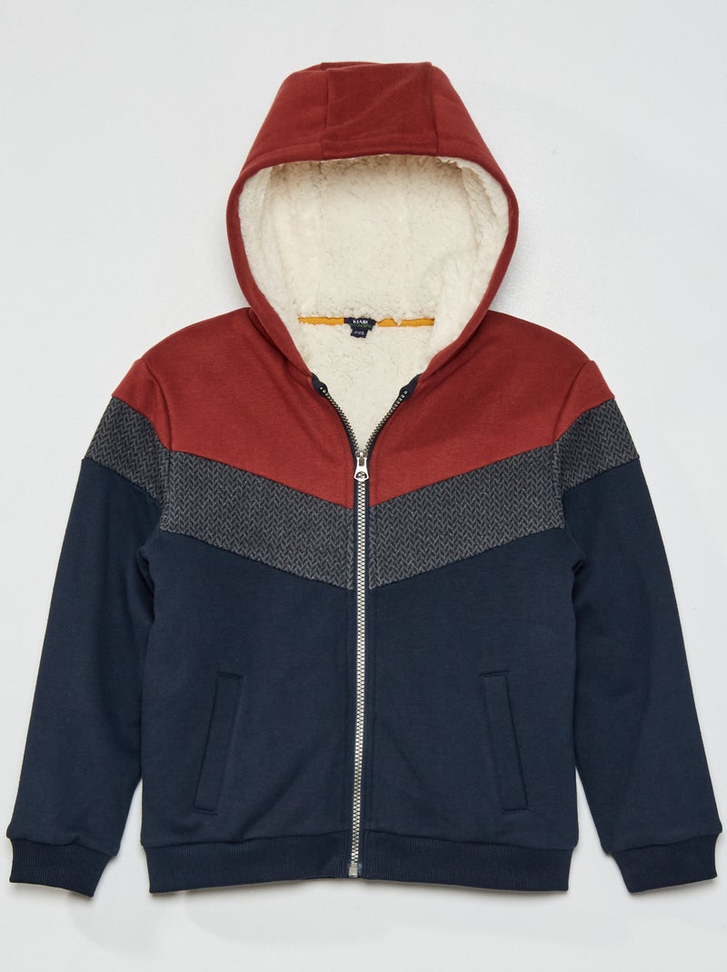 Sudadera con capucha colorblock forrada ROJO - Kiabi