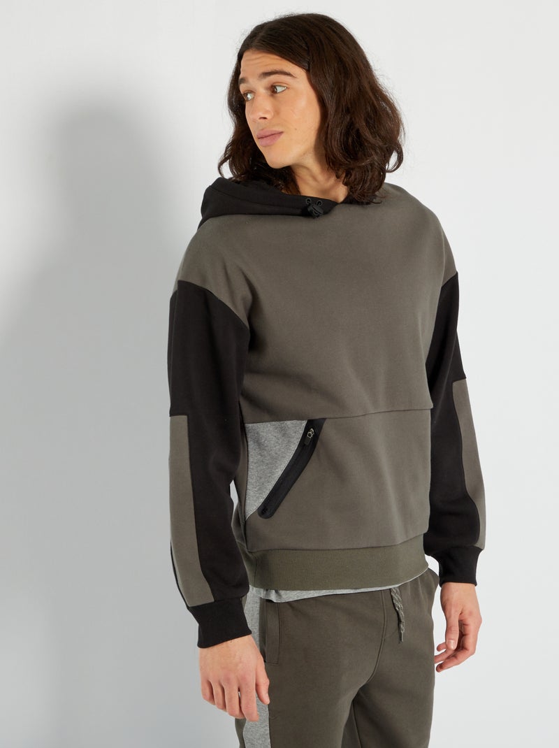 Sudadera con capucha 'colorblock' KAKI - Kiabi
