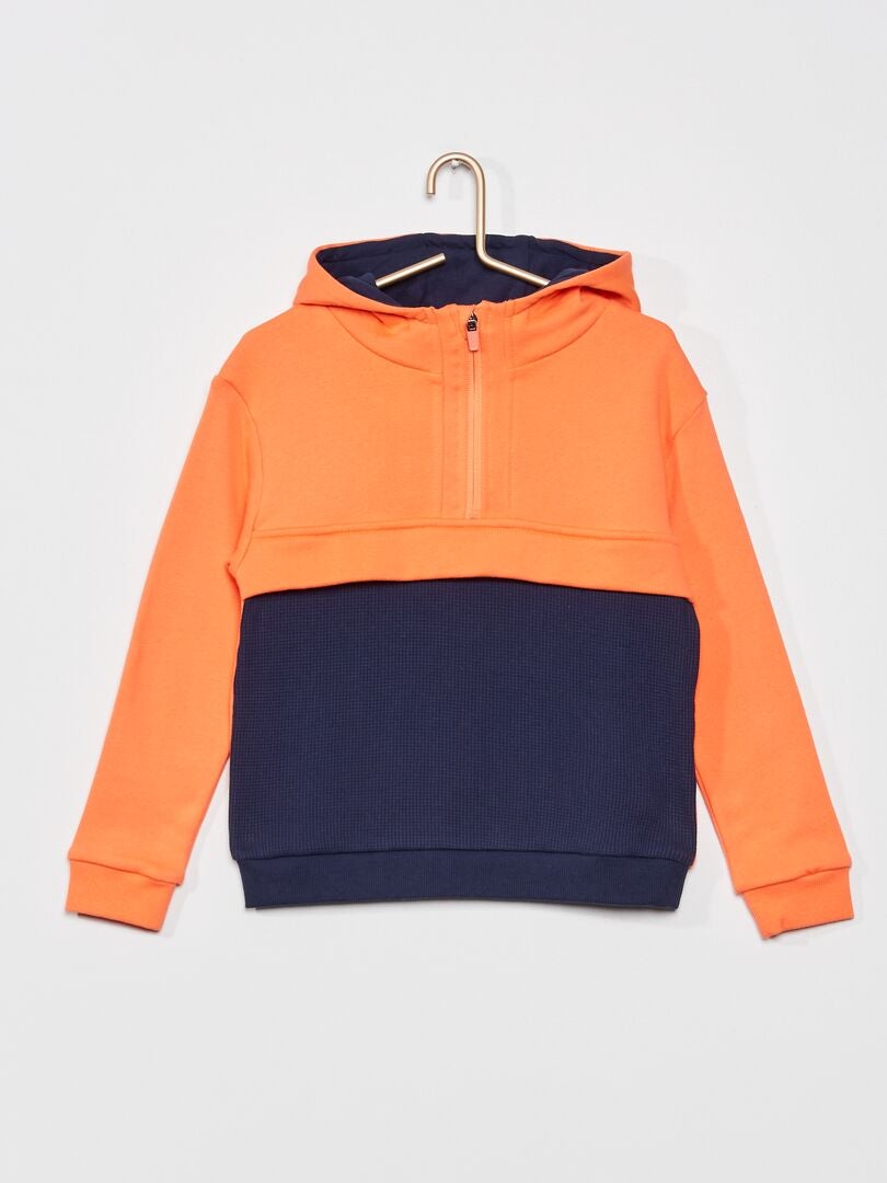 Sudadera con capucha colorblock NARANJA - Kiabi