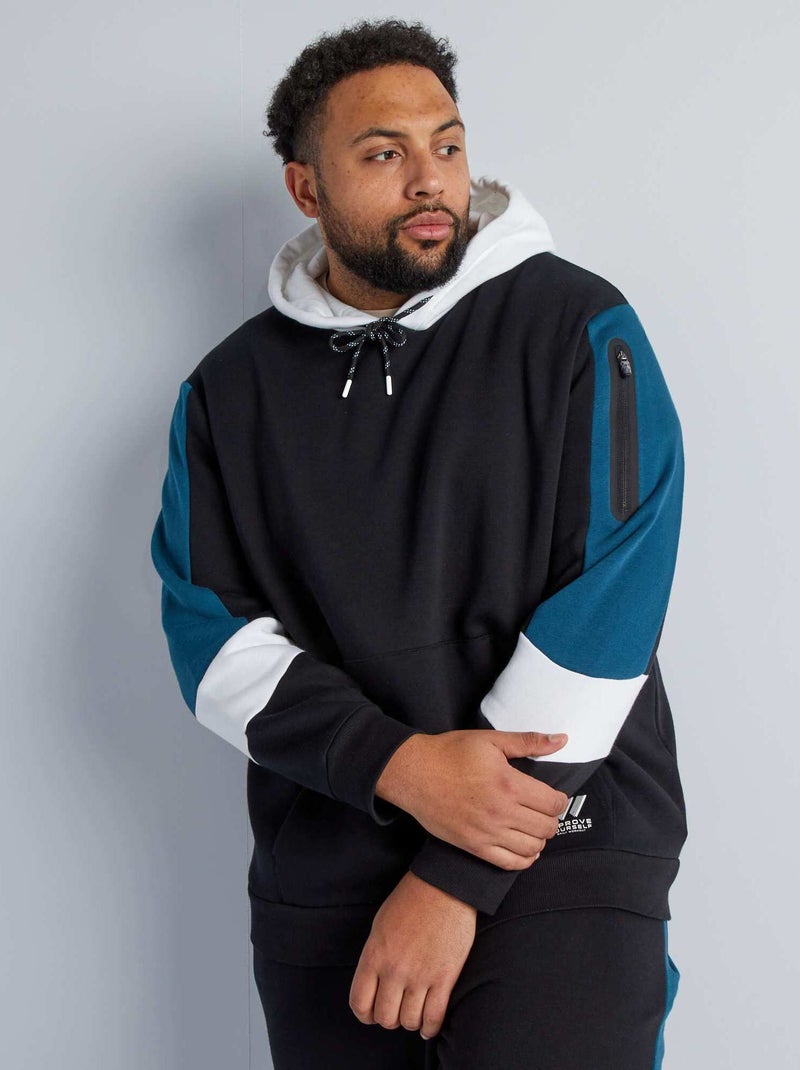 Sudadera con capucha colorblock NEGRO - Kiabi