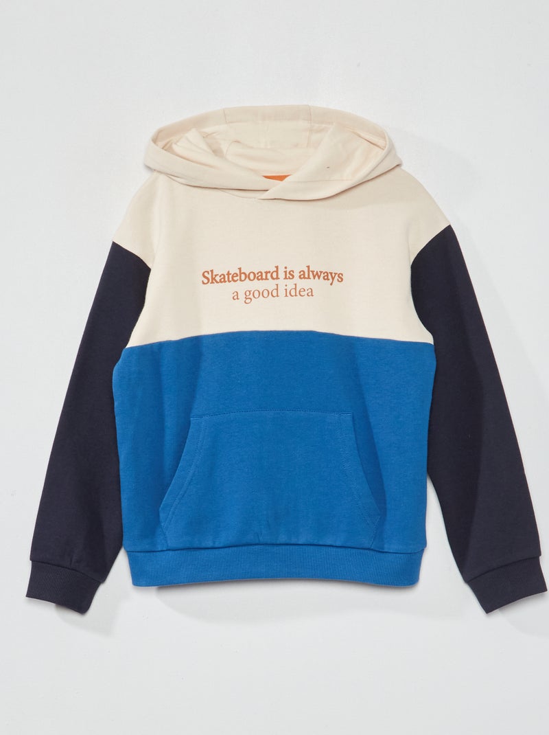 Sudadera con capucha colorblock y mensaje fantasía BLANCO - Kiabi