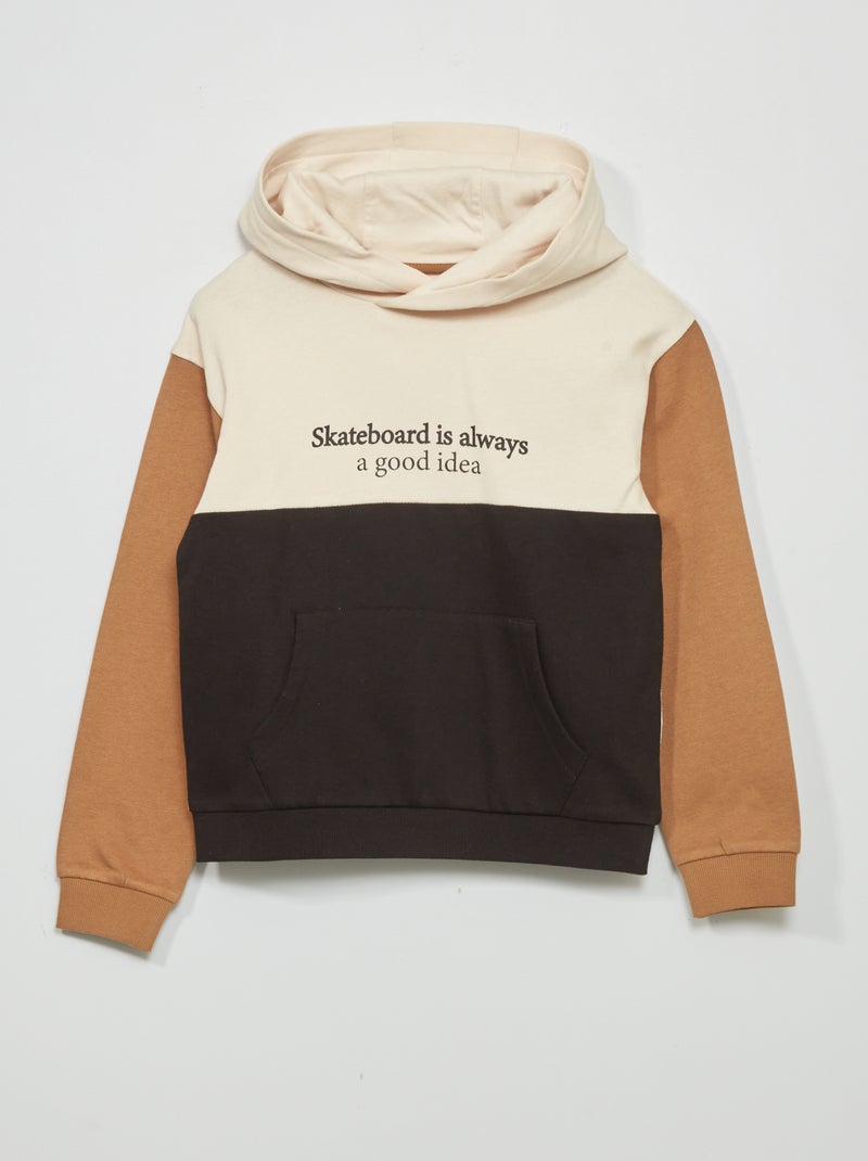 Sudadera con capucha colorblock y mensaje fantasía BLANCO - Kiabi