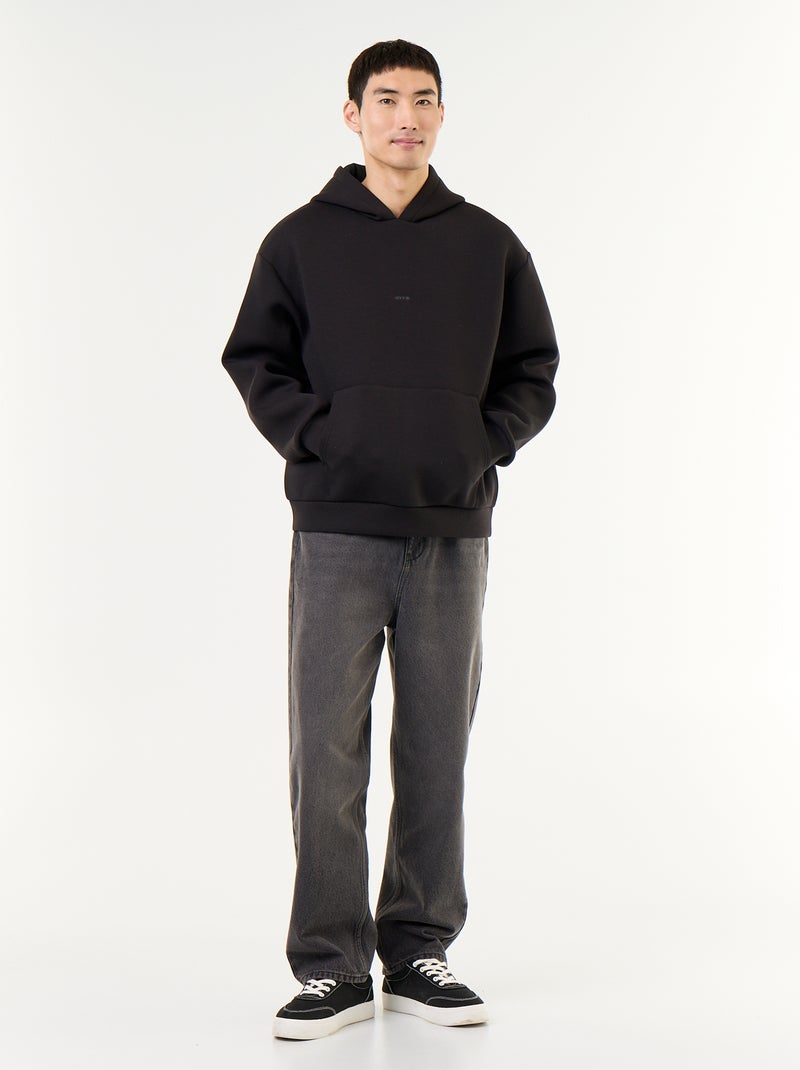 Sudadera con capucha con bolsillo canguro Negro - Kiabi