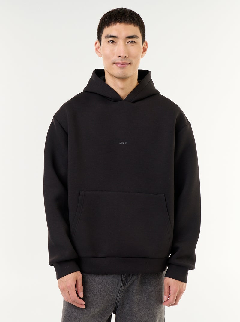 Sudadera con capucha con bolsillo canguro Negro - Kiabi